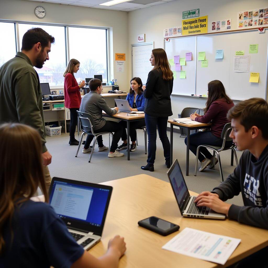 Students learning practical life skills in a classroom setting