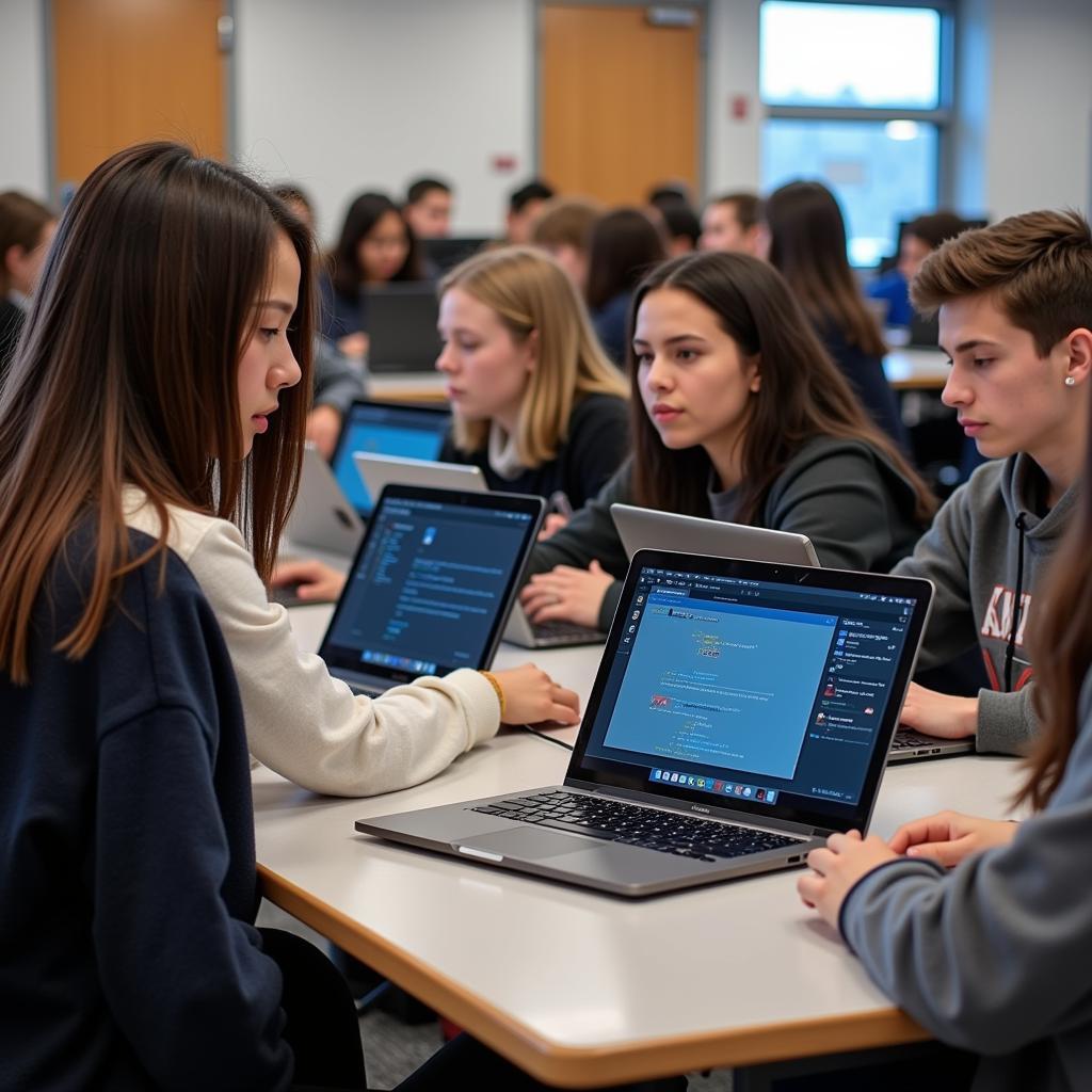 Students actively engaged in cybersecurity exercises