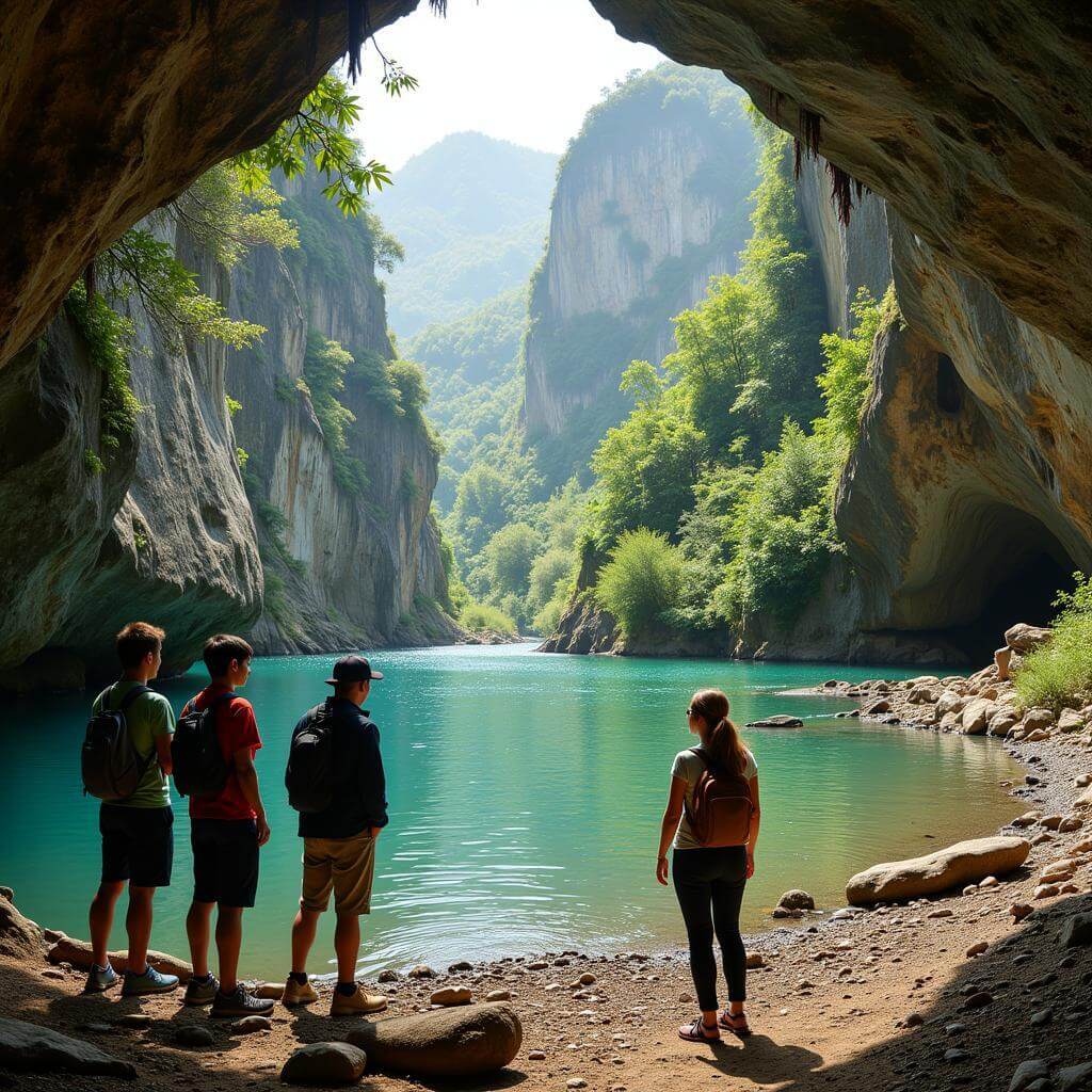 Local guide explaining natural wonder to tourists