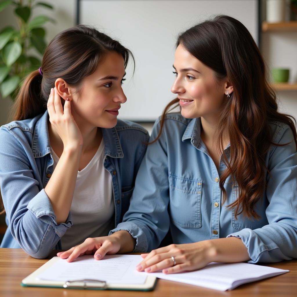 Teacher counseling student about attendance