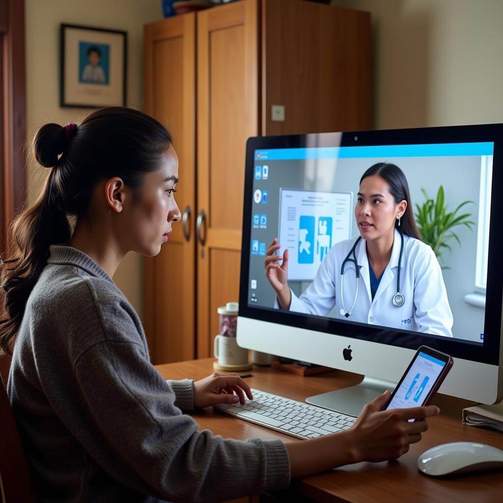 Telemedicine consultation between rural patient and urban doctor