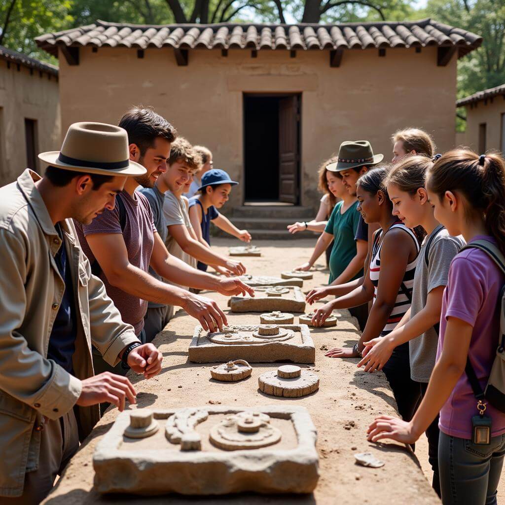 Tourists experiencing a cultural heritage site