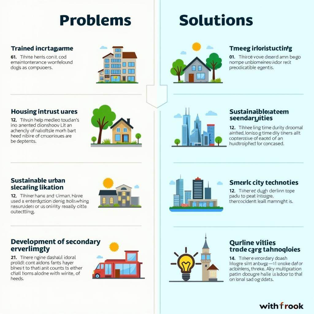 Urban overcrowding impacts and solutions infographic