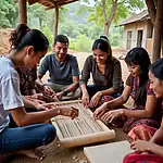 Volunteer tourists engaging with local community members