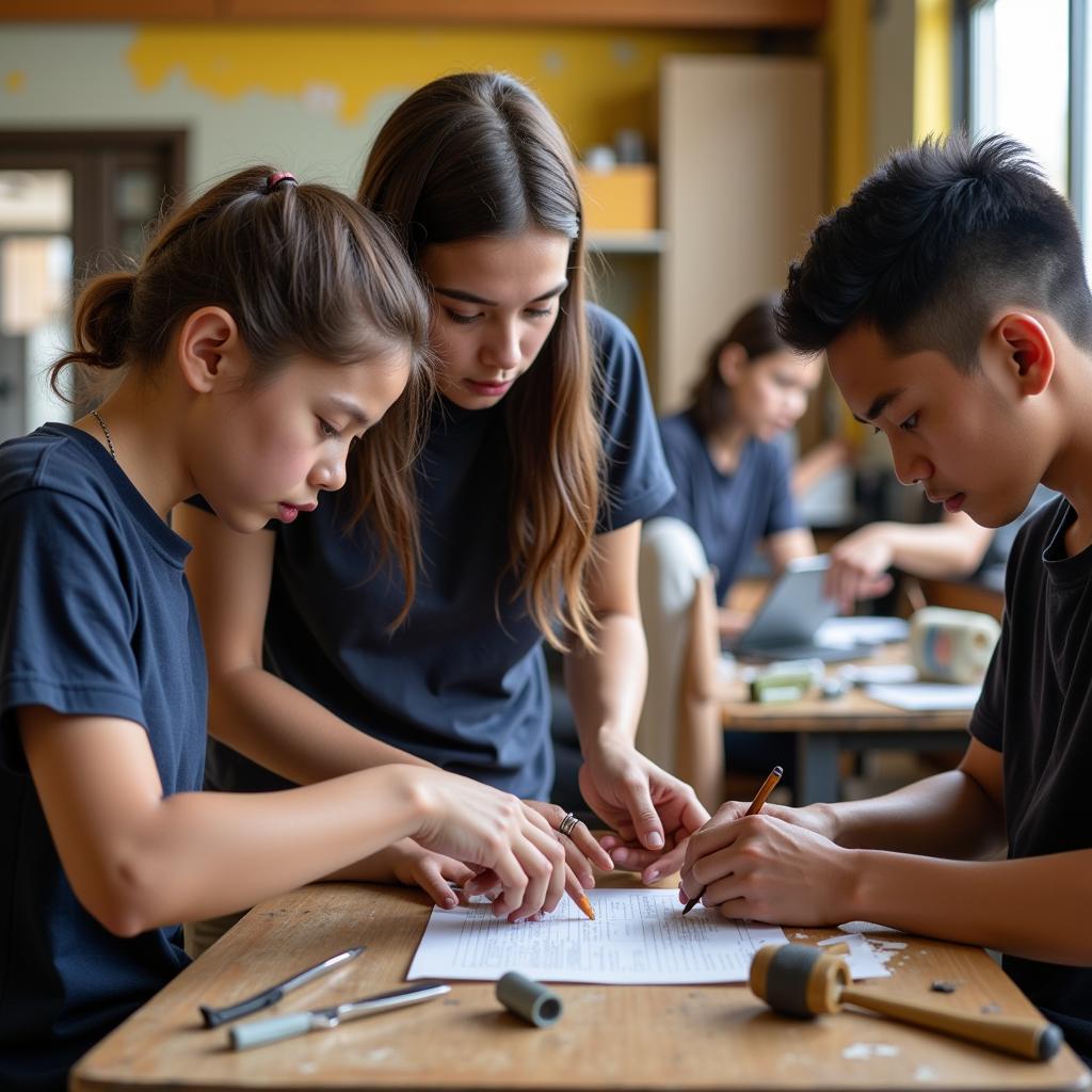 Youth participating in vocational training