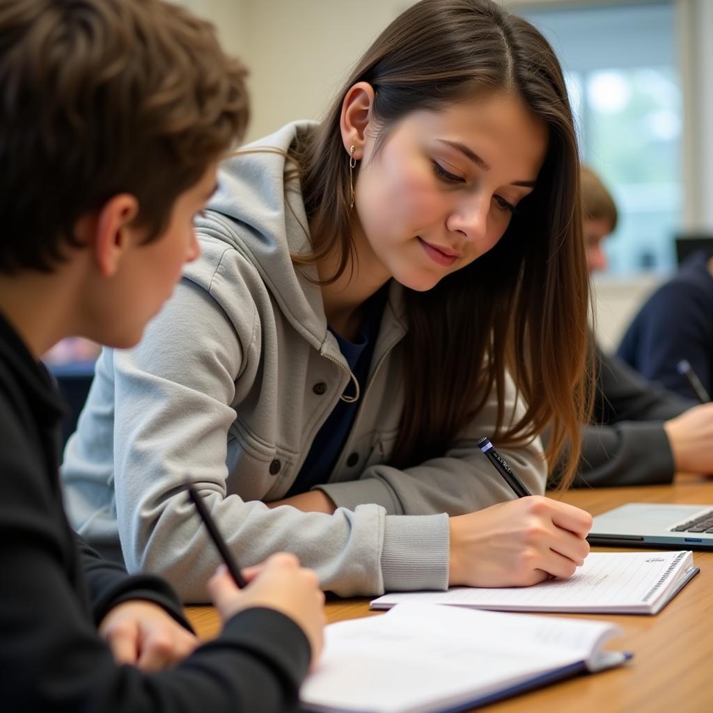 Student demonstrating effective note-taking during IELTS listening