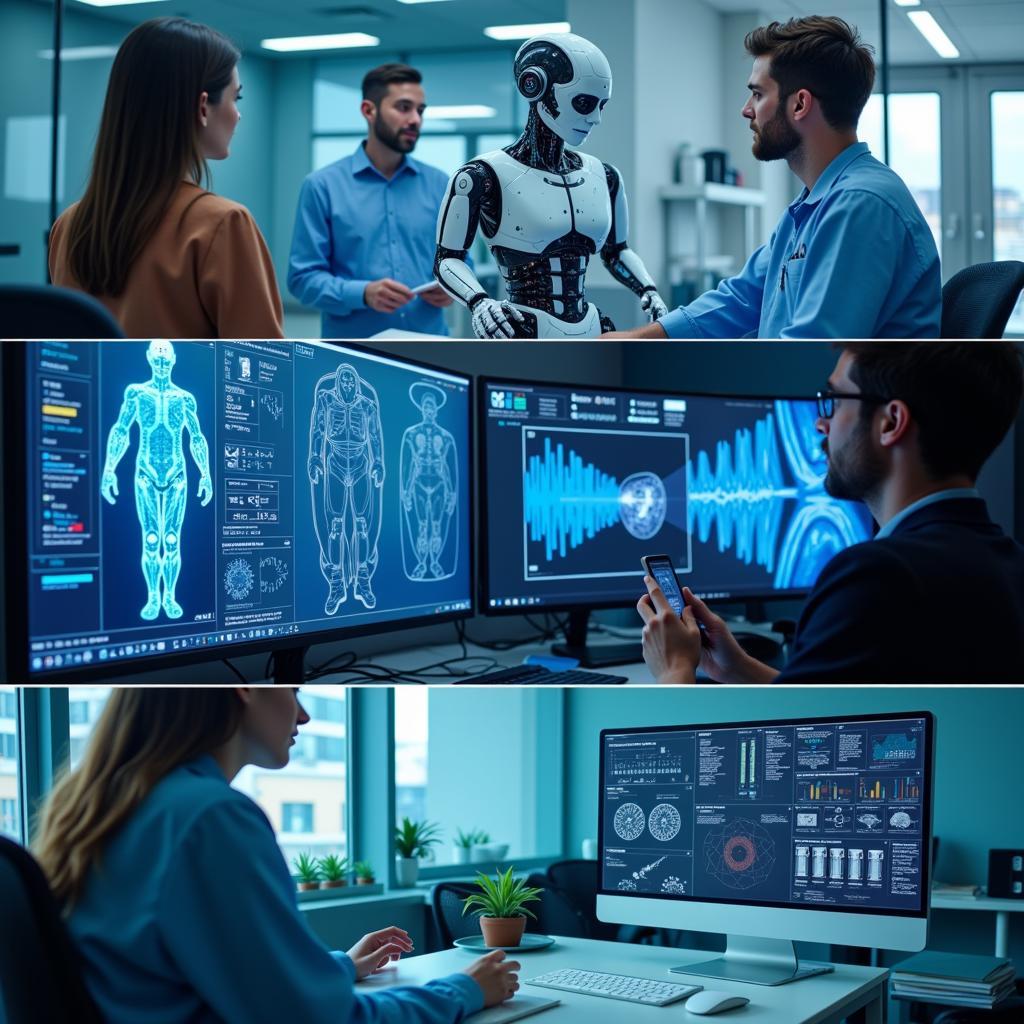 AI applications in healthcare, education, and industry showing positive impacts