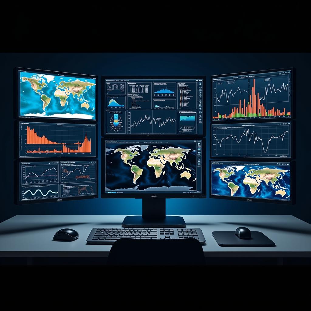 Advanced AI systems analyzing climate data patterns