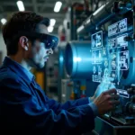 Professional using AR headset for workplace training