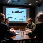 Military experts and ethicists debating autonomous weapons systems