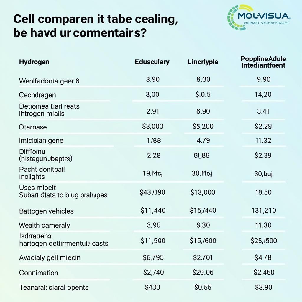 Clean Energy Technologies Comparison Chart Showing Various Solutions