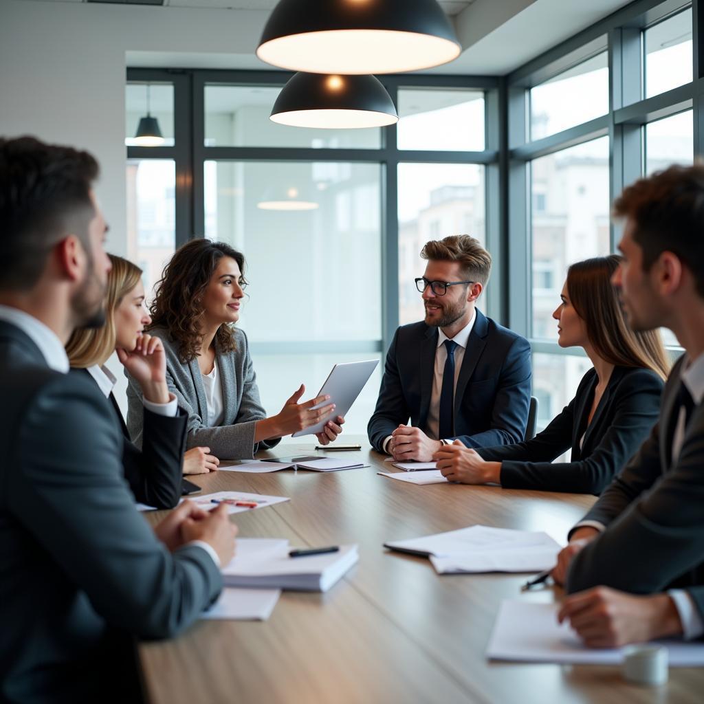 Professional meeting showing conflict resolution in progress