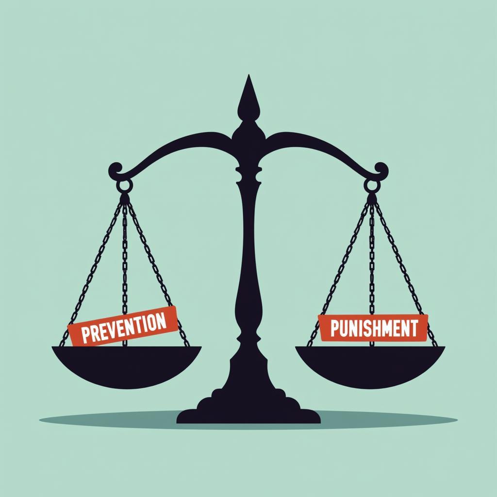 Crime prevention and punishment concept showing scales of justice