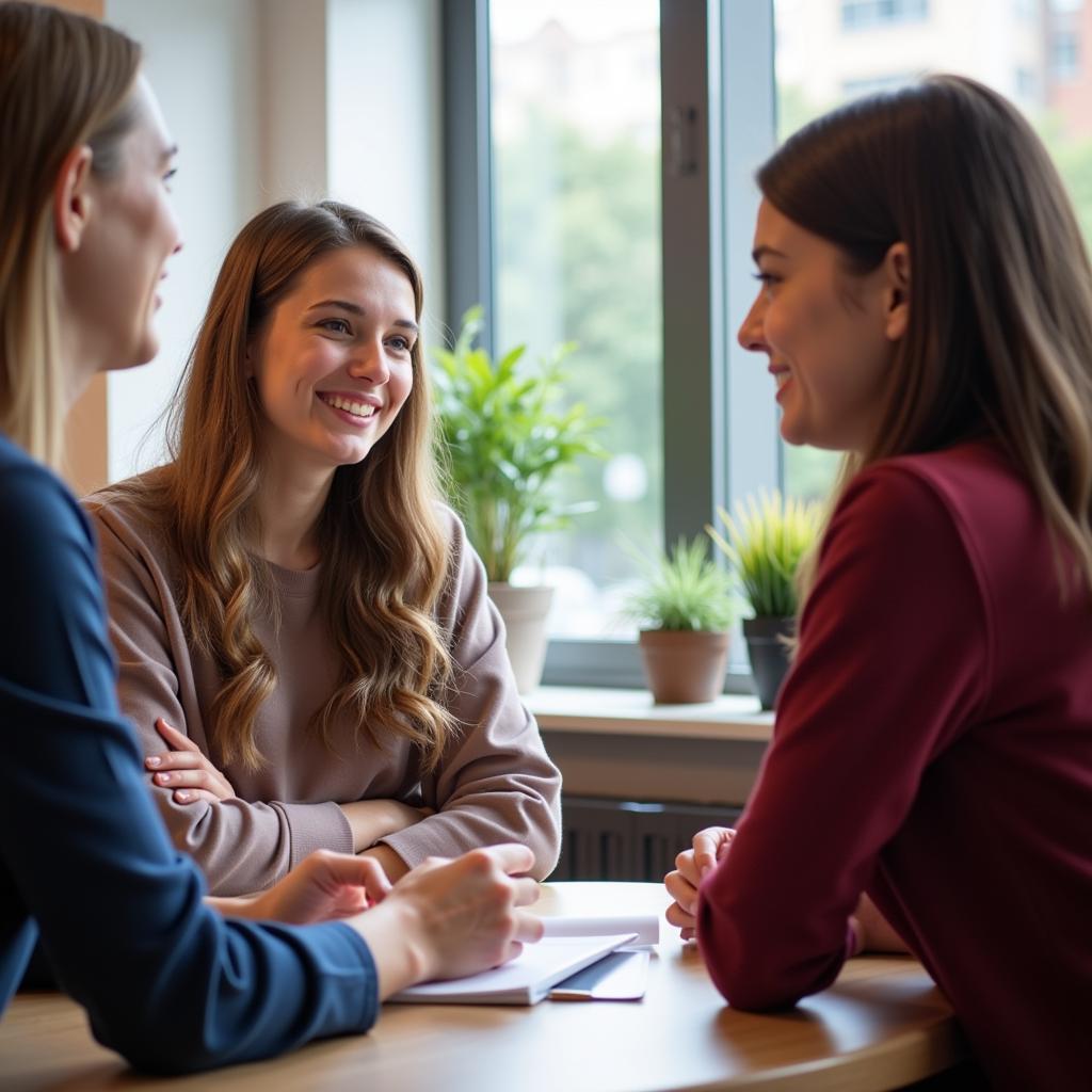 IELTS examiner interviewing candidate about cultural diversity