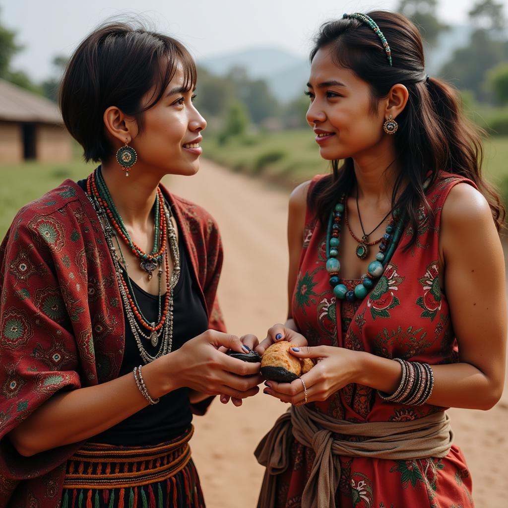 Friends from different cultures sharing traditional customs