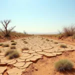 Desertification impact on arid ecosystem with barren land