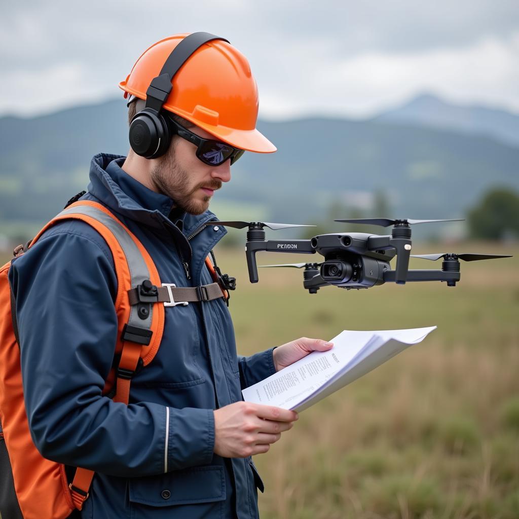 Professional drone operator following safety guidelines