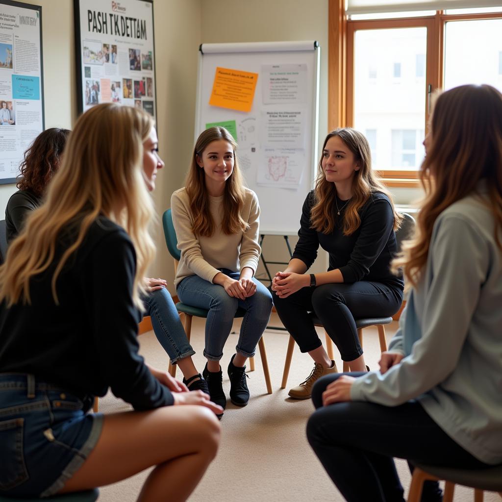 Young people discussing eating disorders awareness campaign