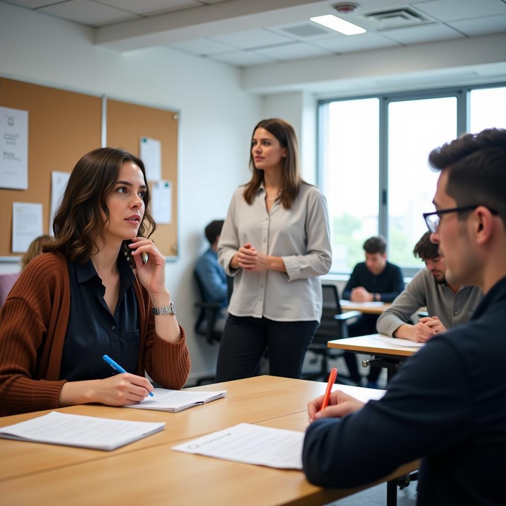 Teacher conducting classroom assessment