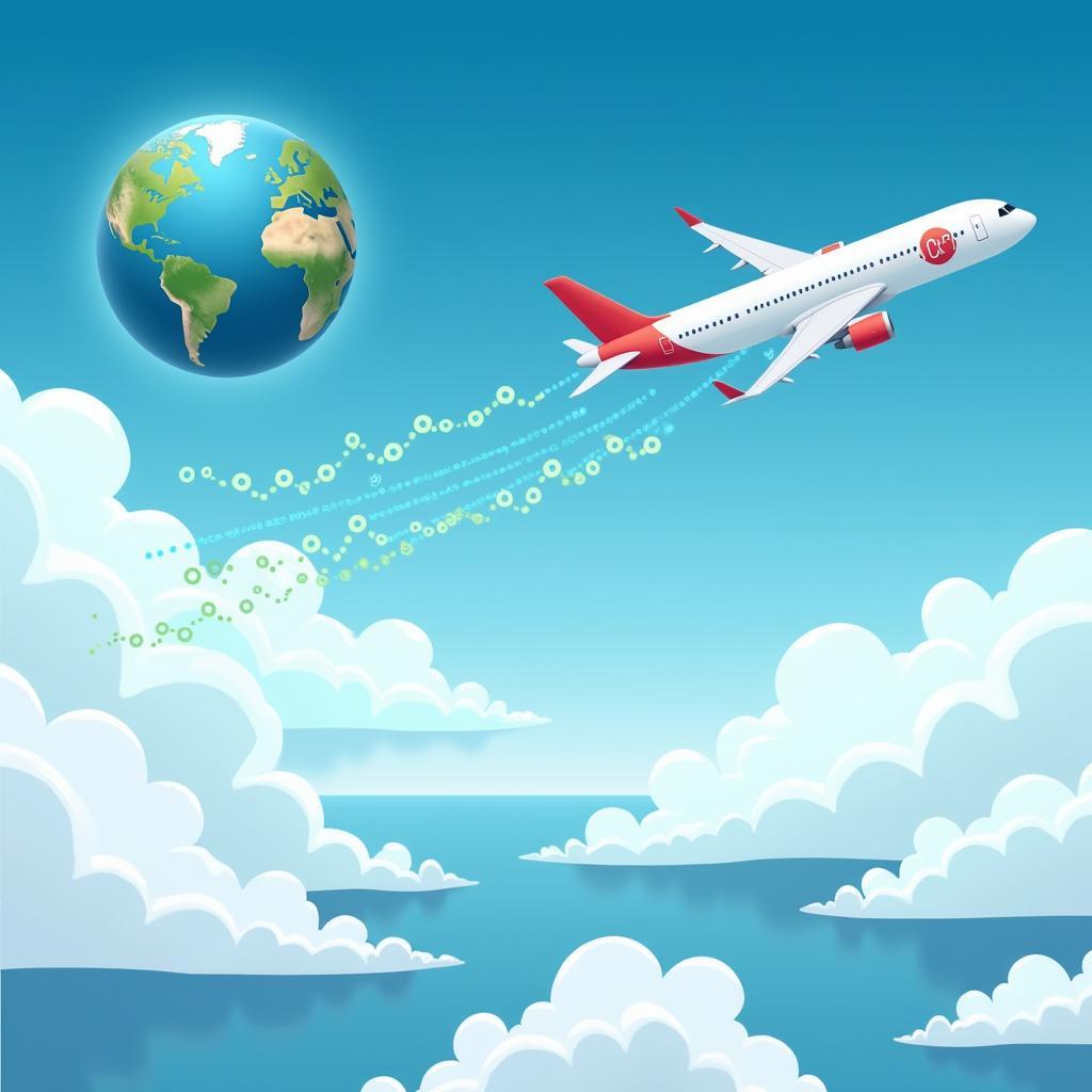 Environmental impact visualization showing airplane carbon emissions