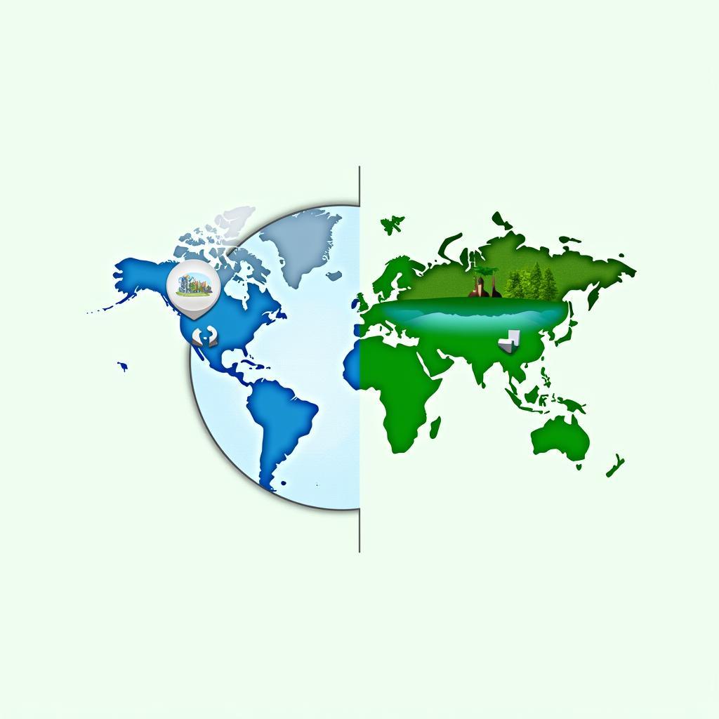 Illustration of global vs national approaches to environmental issues