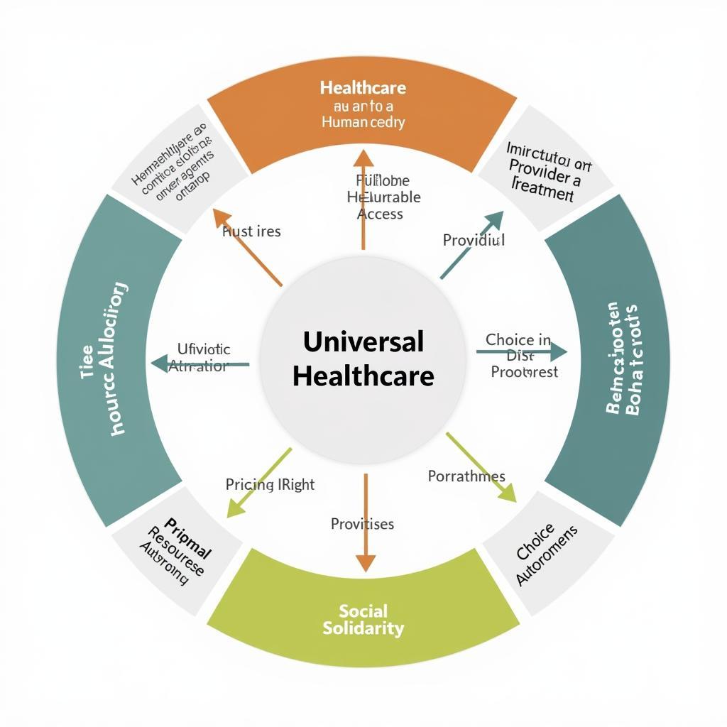 Diagram illustrating ethical considerations in universal healthcare