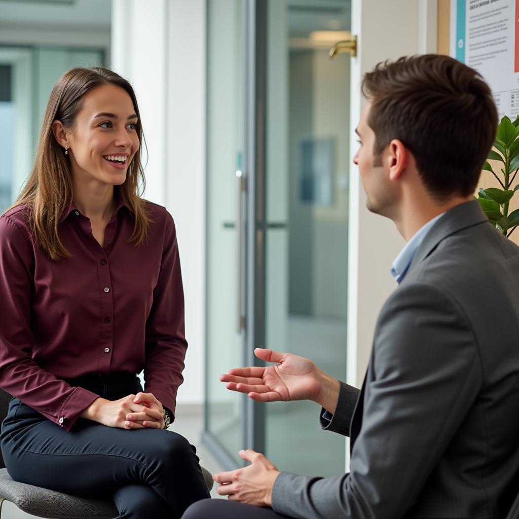 A candidate confidently expressing personal opinions during IELTS speaking test