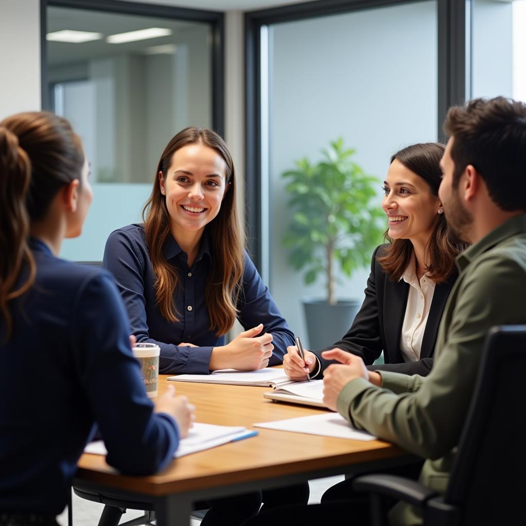 First impression assessment during workplace meeting showing diverse professionals