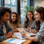 Students discussing gap year plans before university