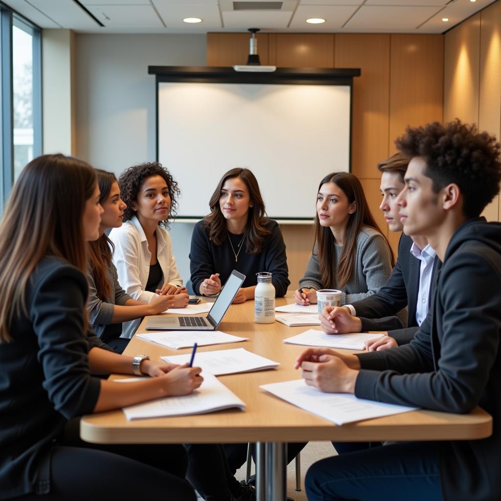 Students and professionals discussing gender equality challenges and benefits