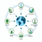 Diagram illustrating global and national environmental cooperation