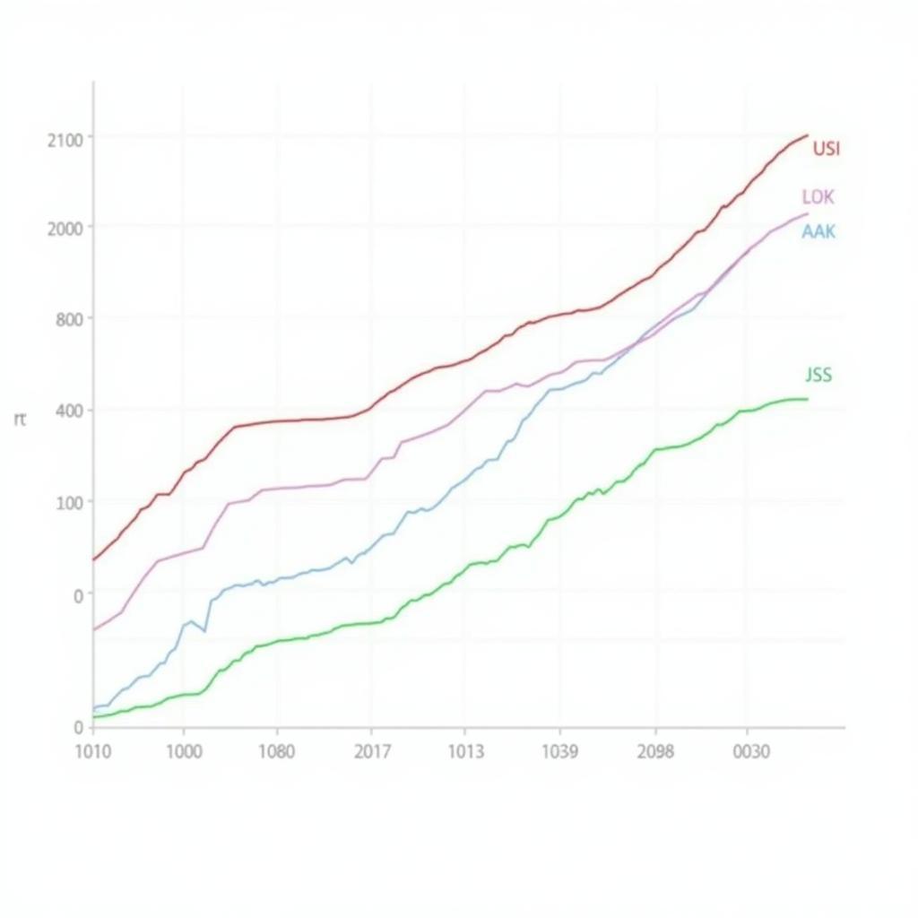 Average household income trends across four countries from 2000 to 2023