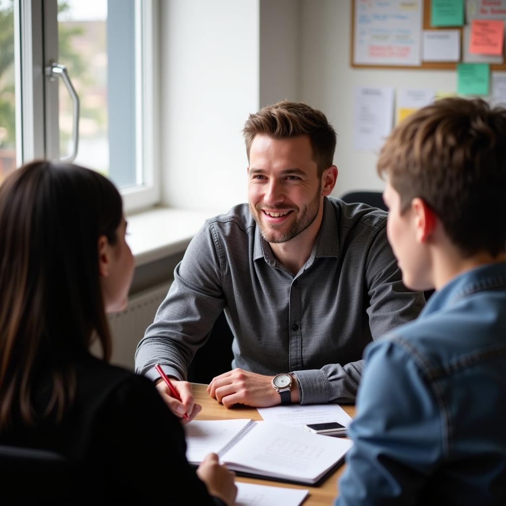 IELTS candidates discussing educational topics