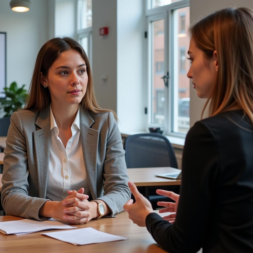 IELTS Speaking Examiner interviewing candidate about local news