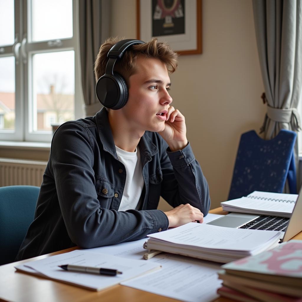 A student preparing for IELTS Speaking test