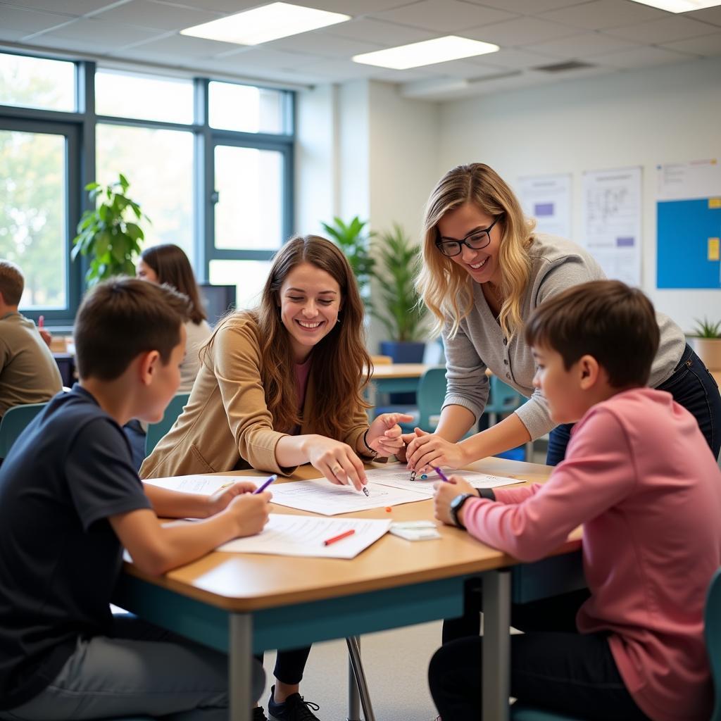 Students with autism learning alongside peers in mainstream classroom