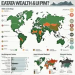 Global wealth distribution showing income inequality across different regions