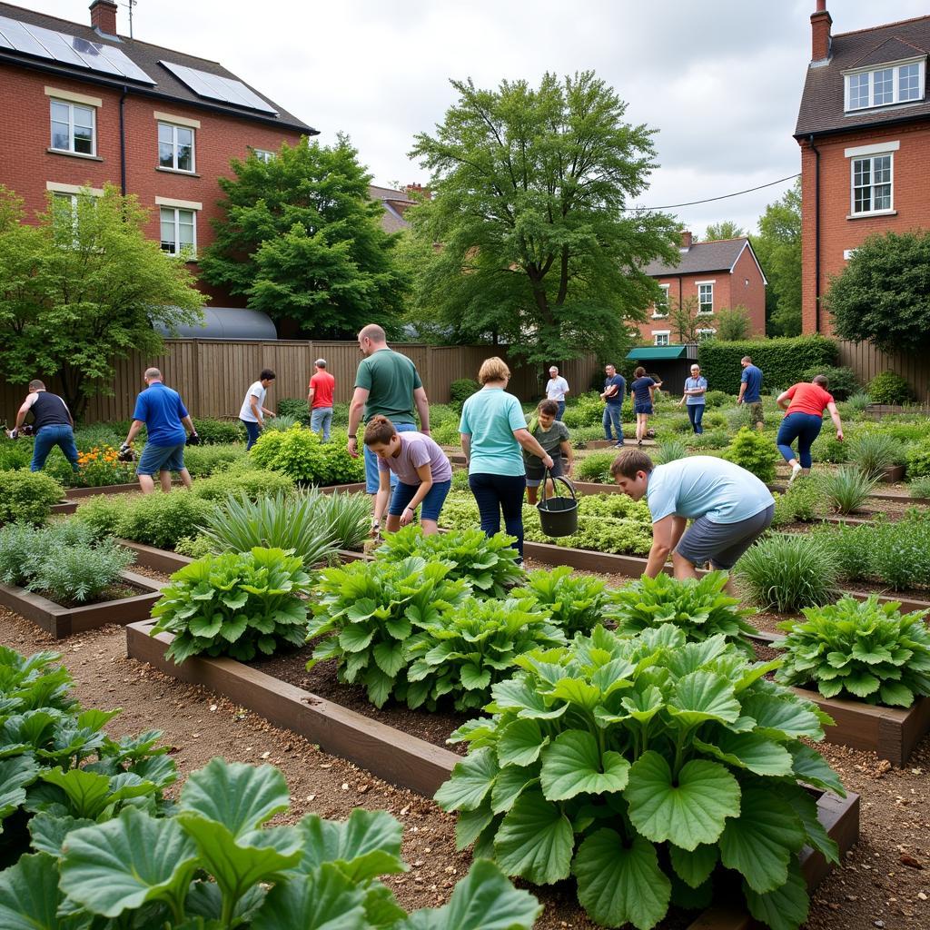 Community garden showcasing local resource use for environmental protection