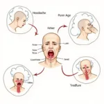 Common symptoms of cold and fever displayed in medical illustration