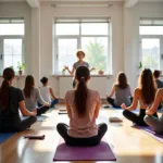 Students practicing mindfulness meditation in a modern classroom setting