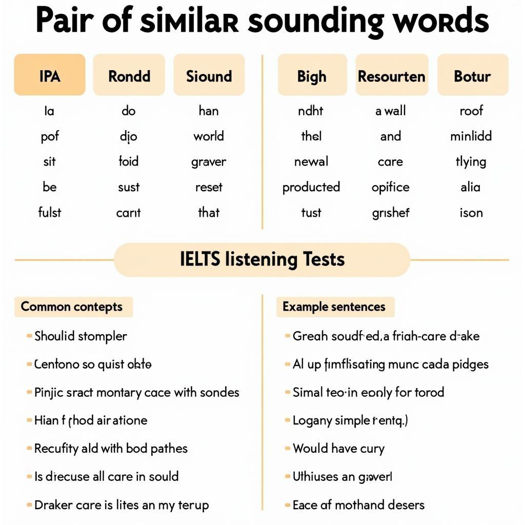 Common minimal pairs in IELTS Listening with pronunciation differences