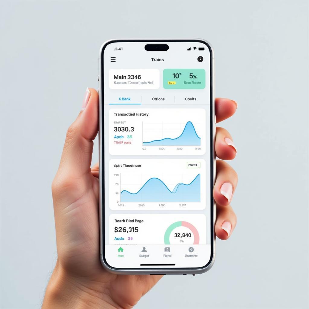 Modern mobile banking app interface showing financial management features