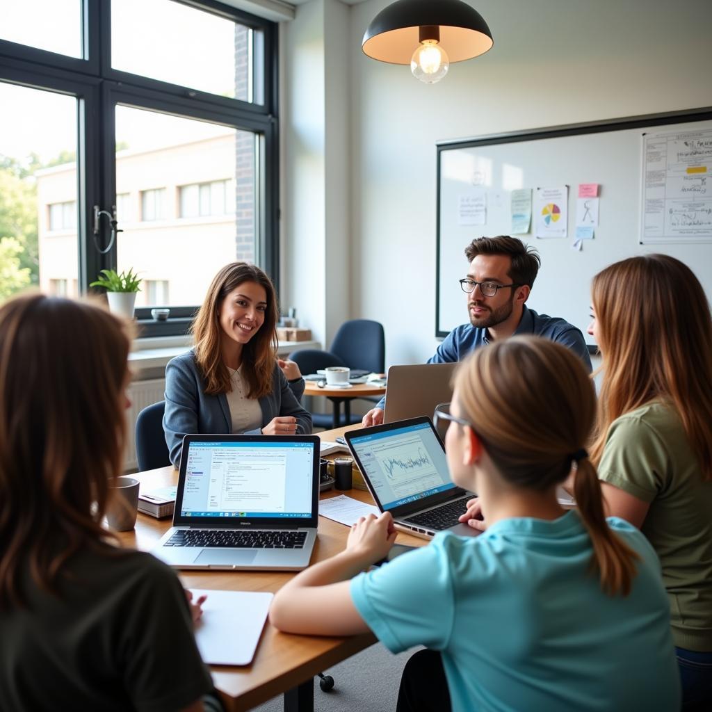 Modern classroom showing interactive teaching methods and student engagement