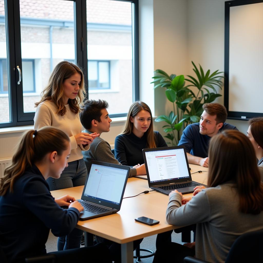 Modern classroom showing innovative teaching methods and student engagement