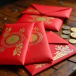 Traditional red envelope for giving money gifts in Asian culture