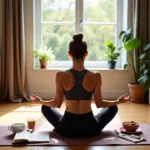 Person following structured morning routine with meditation and exercise