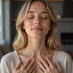 Person taking deep breaths to calm nervousness