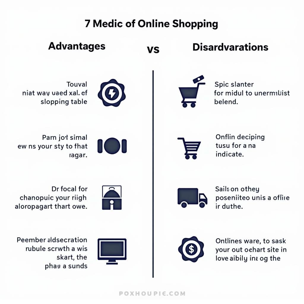 Illustration comparing pros and cons of online shopping