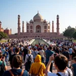 Overcrowded tourist destination showing impact of mass tourism