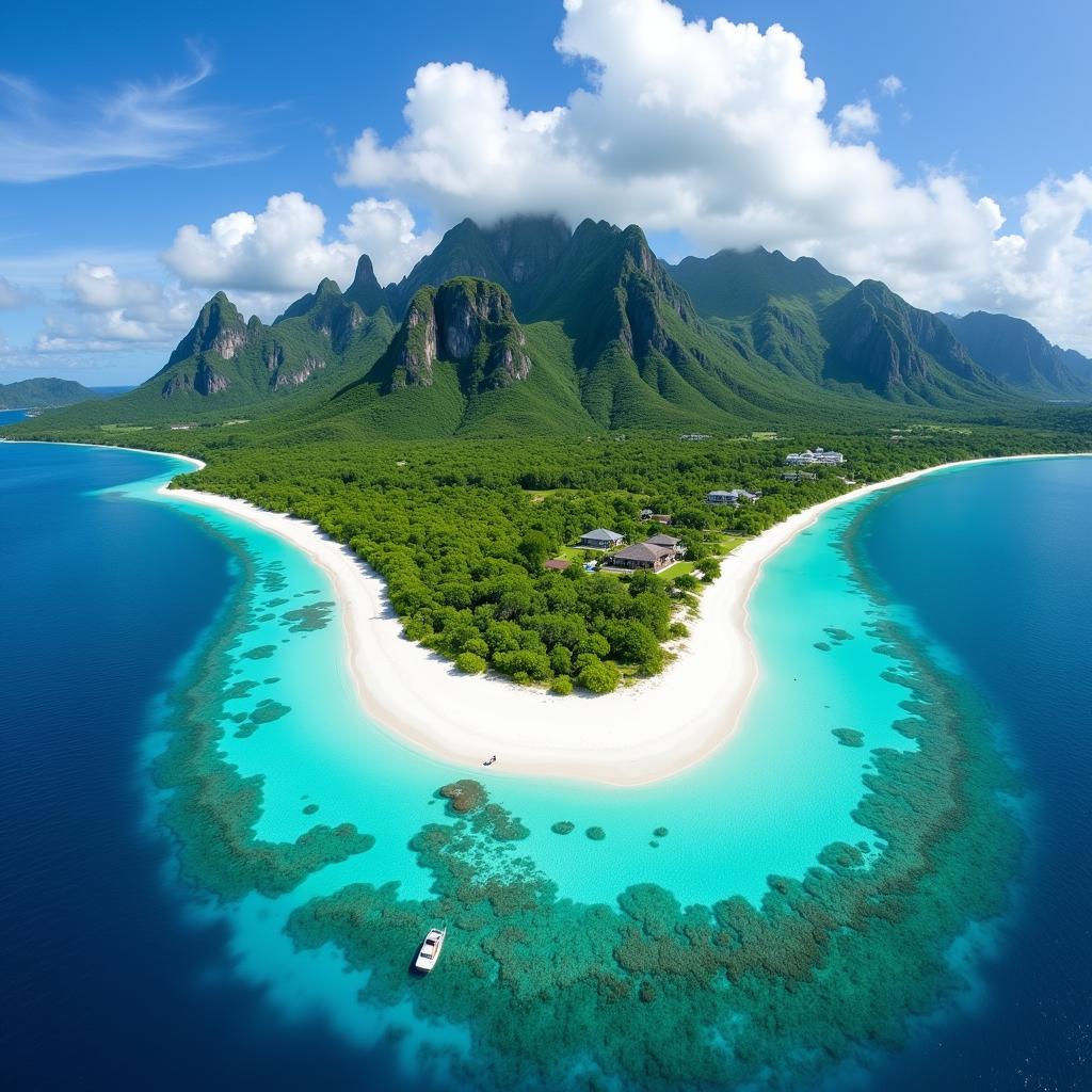 Panoramic view of a tropical island holiday destination